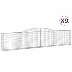 vidaXL 9 db íves horganyzott vas gabion kosár 400x30x80/100 cm kép