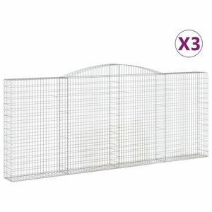 vidaXL 3 db íves horganyzott vas gabion kosár 400x30x160/180 cm kép