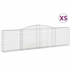 vidaXL 5 db íves horganyzott vas gabion kosár 400x30x100/120 cm kép