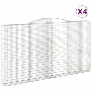 vidaXL 4 db íves horganyzott vas gabion kosár 400x30x220/240 cm kép