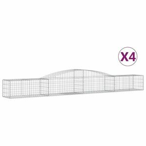 vidaXL 4 db íves horganyzott vas gabion kosár 400x50x40/60 cm kép