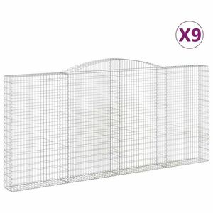 vidaXL 9 db íves horganyzott vas gabion kosár 400x30x180/200 cm kép