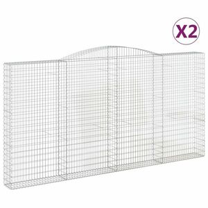 vidaXL 2 db íves horganyzott vas gabion kosár 400x30x200/220 cm kép