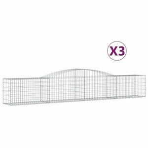 vidaXL 3 db íves horganyzott vas gabion kosár 400x50x60/80 cm kép