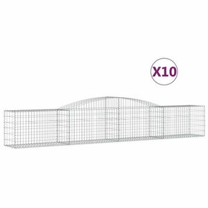 vidaXL 10 db íves horganyzott vas gabion kosár 400x50x60/80 cm kép