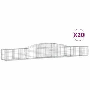 vidaXL 20 db íves horganyzott vas gabion kosár 400x50x40/60 cm kép