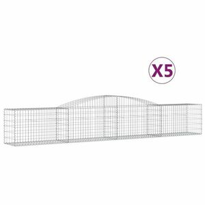 vidaXL 5 db íves horganyzott vas gabion kosár 400x50x60/80 cm kép