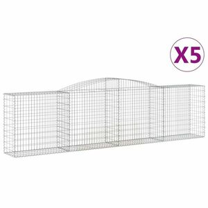 vidaXL 5 db íves horganyzott vas gabion kosár 400x50x100/120 cm kép