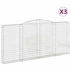 vidaXL 3 db íves horganyzott vas gabion kosár 200x30x180/200 cm kép