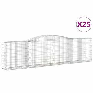 vidaXL 25 db íves horganyzott vas gabion kosár 400x50x100/120 cm kép