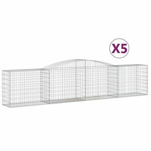 vidaXL 5 db íves horganyzott vas gabion kosár 400x50x80/100 cm kép