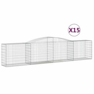 vidaXL 15 db íves horganyzott vas gabion kosár 400x50x80/100 cm kép