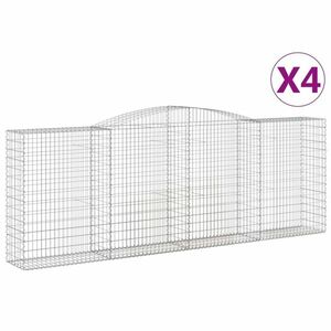 vidaXL 4 db íves horganyzott vas gabion kosár 400x50x140/160 cm kép