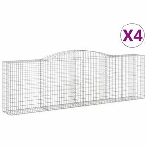 vidaXL 4 db íves horganyzott vas gabion kosár 400x50x120/140 cm kép