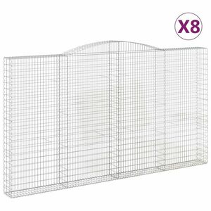 vidaXL 8 db íves horganyzott vas gabion kosár 400x30x220/240 cm kép