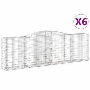 vidaXL 6 db íves horganyzott vas gabion kosár 400x50x120/140 cm kép