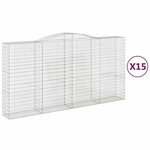 vidaXL 15 db íves horganyzott vas gabion kosár 400x50x200/220 cm kép