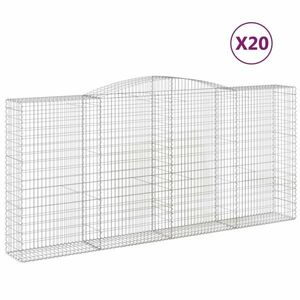 vidaXL 20 db íves horganyzott vas gabion kosár 400x50x180/200 cm kép