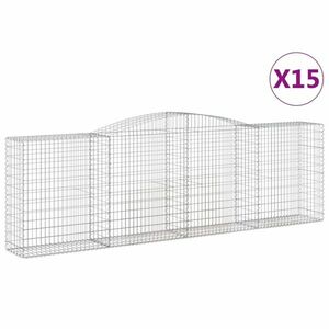 vidaXL 15 db íves horganyzott vas gabion kosár 400x50x120/140 cm kép