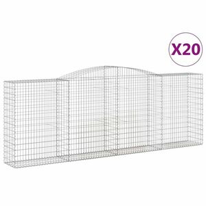 vidaXL 20 db íves horganyzott vas gabion kosár 400x50x140/160 cm kép