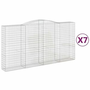 vidaXL 7 db íves horganyzott vas gabion kosár 400x50x200/220 cm kép