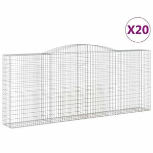 vidaXL 20 db íves horganyzott vas gabion kosár 400x50x160/180 cm kép