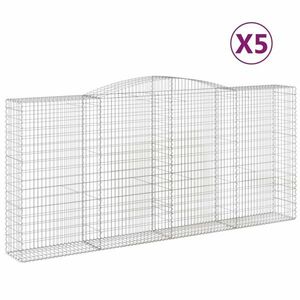 vidaXL 5 db íves horganyzott vas gabion kosár 400x50x180/200 cm kép