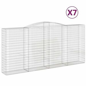 vidaXL 7 db íves horganyzott vas gabion kosár 400x50x180/200 cm kép