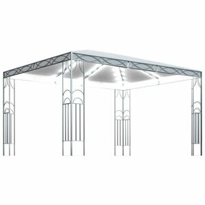 vidaXL krémszínű pavilon LED fényfüzérrel 400 x 300 cm kép