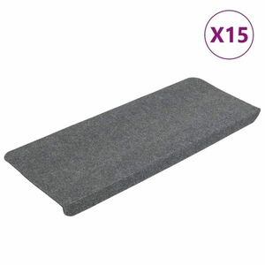 vidaXL 15 db szürke öntapadó lépcsőszőnyeg 65x24, 5x3, 5 cm kép