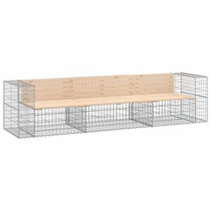 vidaXL tömör fenyőfa gabion kerti pad 287x71x65, 5 cm kép