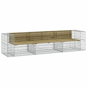 vidaXL tömör impregnált fenyőfa gabion kerti pad 287 x 71 x 65, 5 cm kép