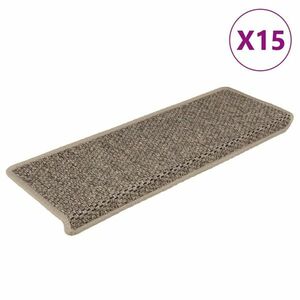 vidaXL 15 db szizál hatású sötét bézsszínű lépcsőszőnyeg 65x21x4 cm kép