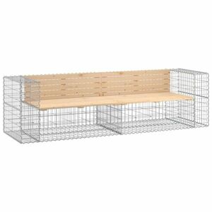 vidaXL tömör fenyőfa gabion kerti pad 244x71x65, 5 cm kép