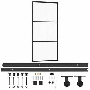 vidaXL ESG üveg és alumínium tolóajtó fémszerelvény-szettel 90x205 cm kép