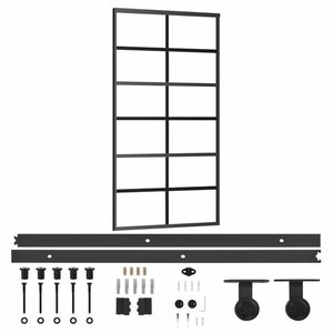 vidaXL ESG üveg és alumínium tolóajtó fémszerelvény-szettel 102x205 cm kép