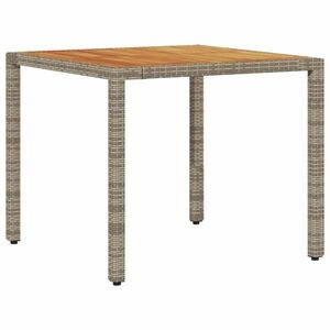 vidaXL szürke polyrattan kerti asztal akácfa lappal 90 x 90 x 75 cm kép