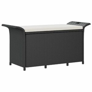 vidaXL fekete polyrattan kerti pad párnával 116 x 46 x 57 cm kép