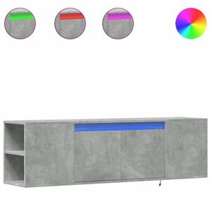 vidaXL betonszürke falra szerelhető TV-szekrény LED-del 135x31x39, 5 cm kép