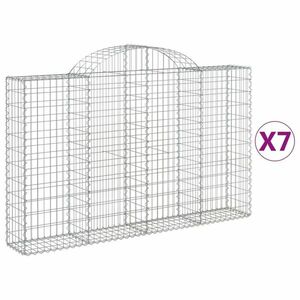 vidaXL 7 db íves horganyzott vas gabion kosár 200x30x120/140 cm kép