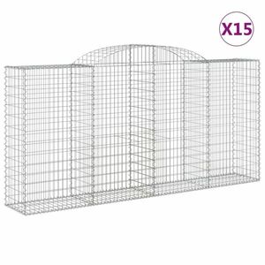 vidaXL 15 db íves horganyzott vas gabion kosár 300x50x140/160 cm kép