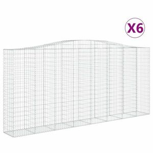 vidaXL 6 db íves horganyzott vas gabion kosár 400x50x180/200 cm kép