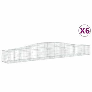 vidaXL 6 db íves horganyzott vas gabion kosár 400x50x40/60 cm kép