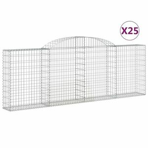 vidaXL 25 db íves horganyzott vas gabion kosár 300 x 30 x 100/120 cm kép