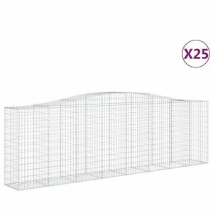 vidaXL 25 db íves horganyzott vas gabion kosár 400x50x120/140 cm kép