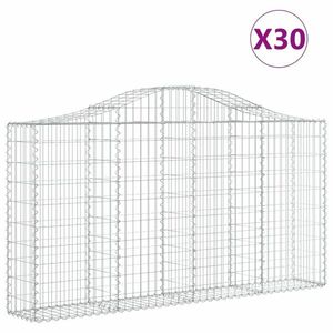 vidaXL 30 db íves horganyzott vas gabion kosár 200x30x100/120 cm kép