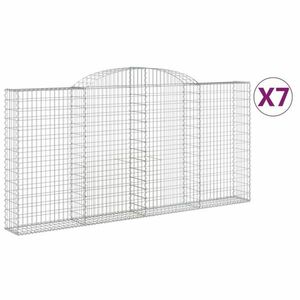 vidaXL 7 db íves horganyzott vas gabion kosár 300x30x140/160 cm kép