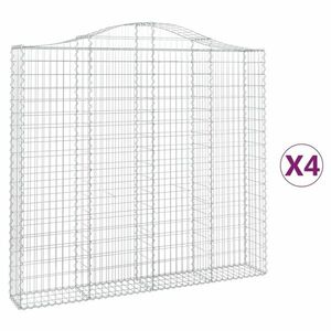 vidaXL 4 db íves horganyzott vas gabion kosár 200x30x180/200 cm kép