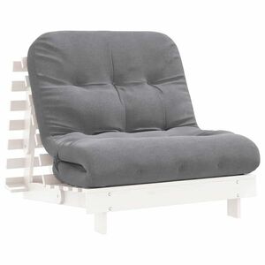 vidaXL fehér tömör fenyőfa futon kanapéágy matraccal 80 x 206 x 11 cm kép