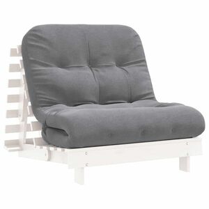 vidaXL fehér tömör fenyőfa futon kanapéágy matraccal 90 x 206 x 11 cm kép